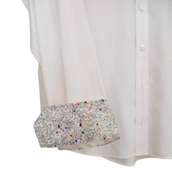 BULGATCHI XL White Shirt Reversible Flip Cuff Mens Long Sleeve Cotton Luxury NWT - Picture 3 of 5